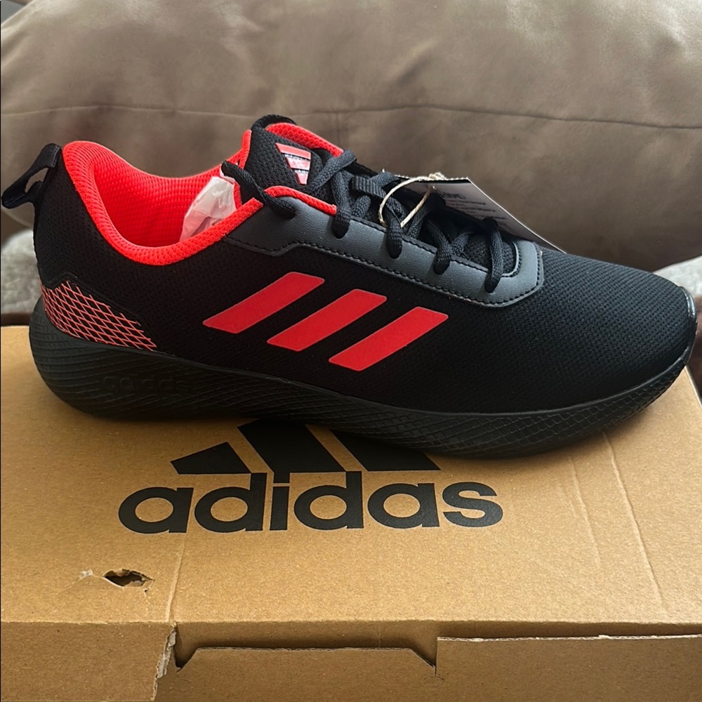 adidas Black and Red Low-Top Training Shoes
